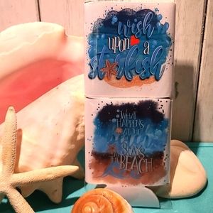 BEACH theme Beverage holder cooler sleeve set of 2 for can water bottle beer NWT